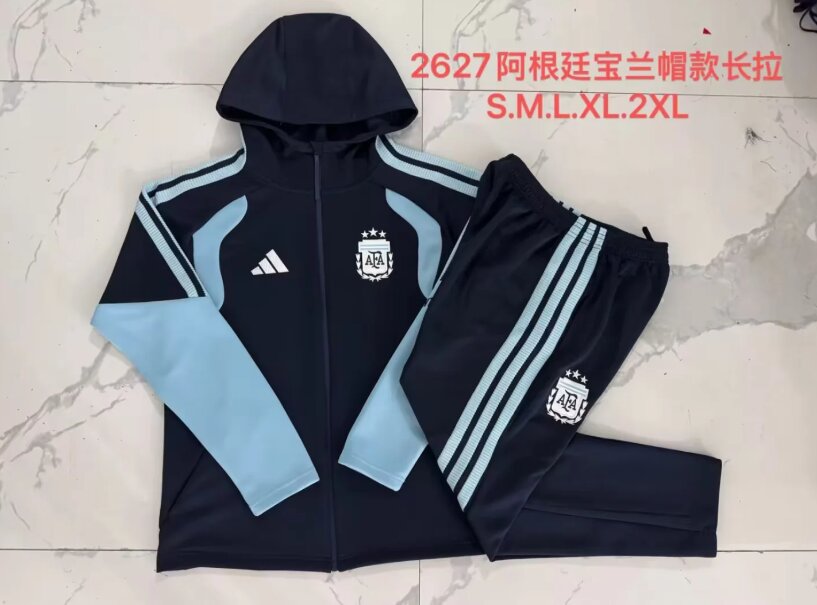 AAA Quality Argentina 26/27 Hoodie Tracksuit - Navy Blue/Blue